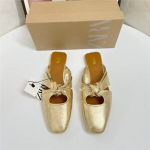 za spain 2025 autumn new products: elegance and versatile, small bow design, half slip, thick heel, square toe, women's low heels