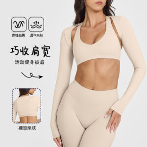 european and american long sleeved yoga clothes sports cardigans yoga shawl jackets outdoor fitness shoulder yoga clothes women's jackets