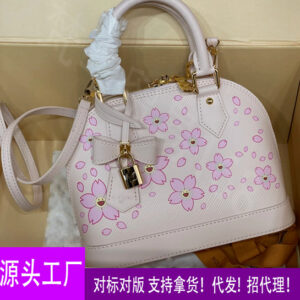 2025 new water ripple leather shell bag cherry blossom pink fashion handbag trendy brand shoulder large capacity crossbody bag