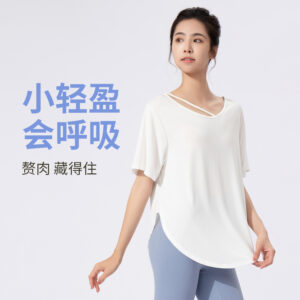 2025 new european and american yoga smock loose slimming sports top breathable running short sleeve t shirt fitness wear women