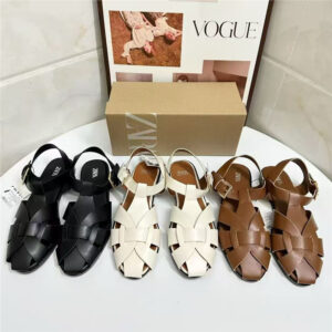 za home autumn 2025 new women's shoes hollow round toe toe versatile lightweight and comfortable flat roman beach sandals