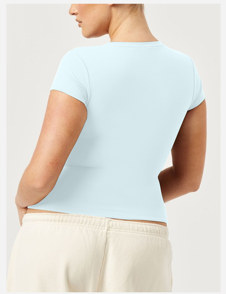 Summer sports t-shirts, yoga clothes, quick-drying clothes, slim tops, fitness tops, outdoor running sportswear, short sleeves women O1CN01cIaqer24Pvc4mIYno 3324387384 0 Cib