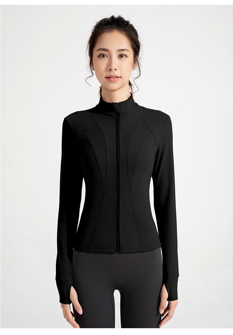 Cross-border new European and American yoga wear jackets, women's nude, slim high neck, zipper tops, sports running fitness clothes O1CN01d8ZiXz26MNaE5unFm 2201111757647 0 Cib