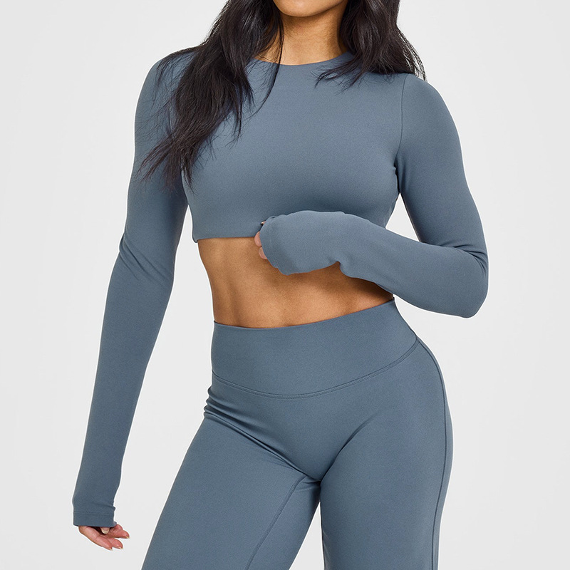 High-end backless sports tops, women's cropped long sleeves, chest pads, athleisure fitness clothes, yoga clothes, women's T-shirts O1CN01dLon0t24PvcVhLodM 3324387384 0 Cib
