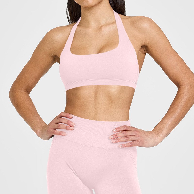 European and American halterneck suspender sports bras, women's summer nude with chest pads, tight tops, fitness training, yoga clothes O1CN01fgTncw24PvbkvupRD 3324387384 0 Cib