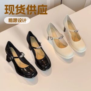 shoe lady spot explosive commuter mary jane single shoes high heels women's 26 new one line strap thick heel women's shoes