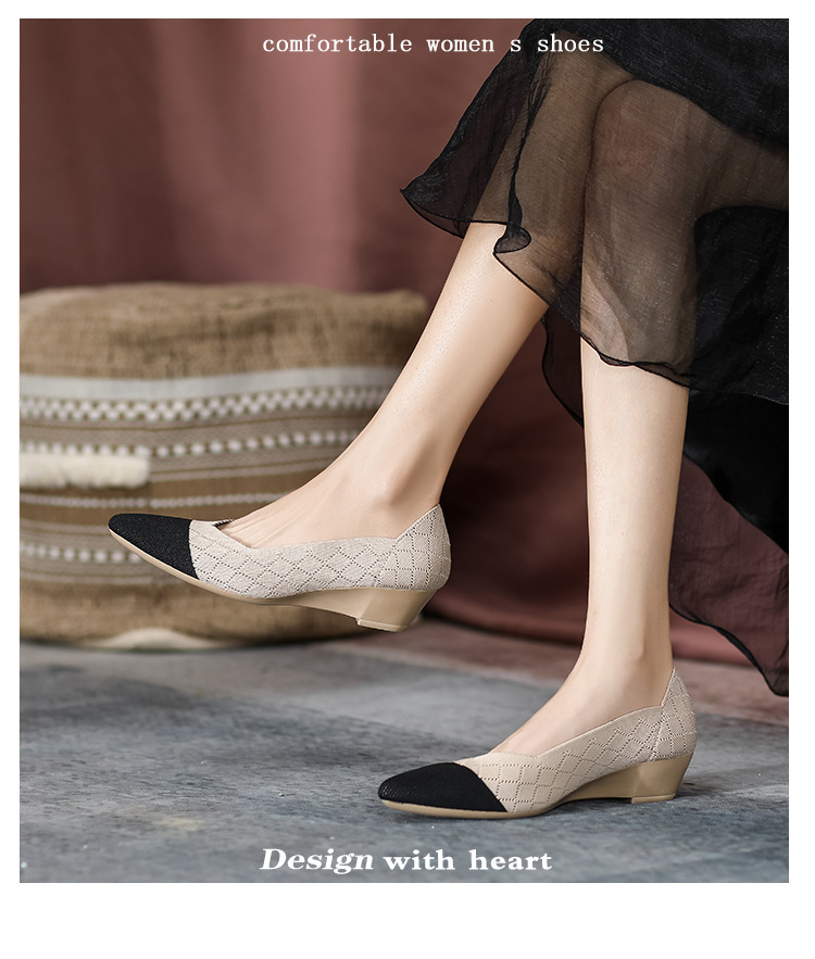 2023 foreign trade increase princess shoes knitted knitted wedge single shoes women's pointed toe shallow mouth breathable flying knitted women's shoes color matching O1CN01geF1CR1JrbNFewJOI 2208618081082 0 Cib