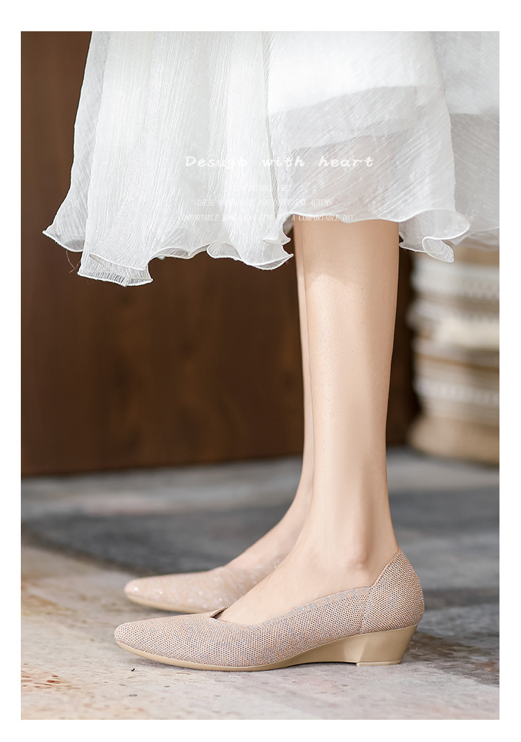 2023 foreign trade increase princess shoes knitted knitted wedge single shoes women's pointed toe shallow mouth breathable flying knitted women's shoes color matching O1CN01hGrqy71JrbNDmQRT8 2208618081082 0 Cib