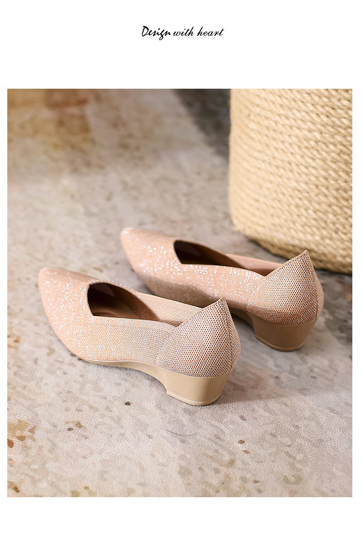 2023 foreign trade increase princess shoes knitted knitted wedge single shoes women's pointed toe shallow mouth breathable flying knitted women's shoes color matching O1CN01hRctV01JrbNEw2F8i 2208618081082 0 Cib