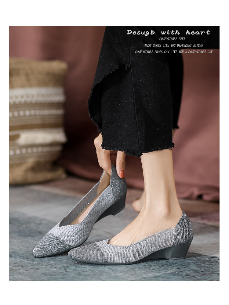 2023 foreign trade increase princess shoes knitted knitted wedge single shoes women's pointed toe shallow mouth breathable flying knitted women's shoes color matching O1CN01jHu6ph1JrbN7sYv5t 2208618081082 0 Cib