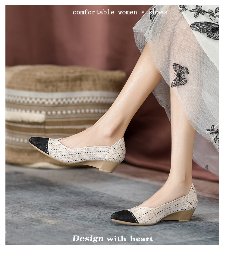 2023 foreign trade increase princess shoes knitted knitted wedge single shoes women's pointed toe shallow mouth breathable flying knitted women's shoes color matching O1CN01kHUglu1JrbNCMNKp5 2208618081082 0 Cib
