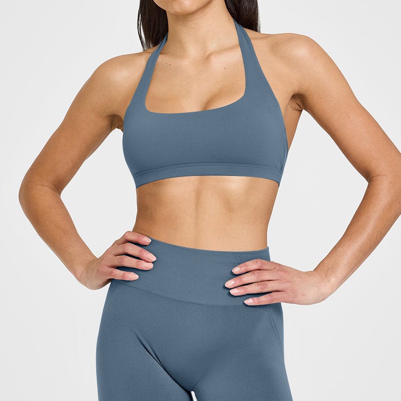 European and American halterneck suspender sports bras, women's summer nude with chest pads, tight tops, fitness training, yoga clothes O1CN01kSv08k24PvbkyeHpr 3324387384 0 Cib