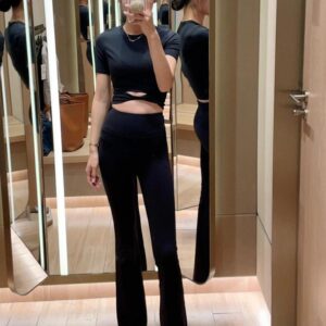 lulu's same yoga bell bottomed pants, high waisted nude buttocks lifting groove pants, fitness sports trousers, bootcut pants, women