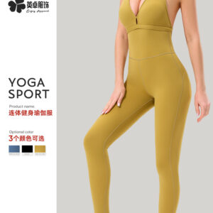 cross border lulu summer one piece yoga suit set women's high end fitness yoga pants sports beautiful back fitness clothing wholesale