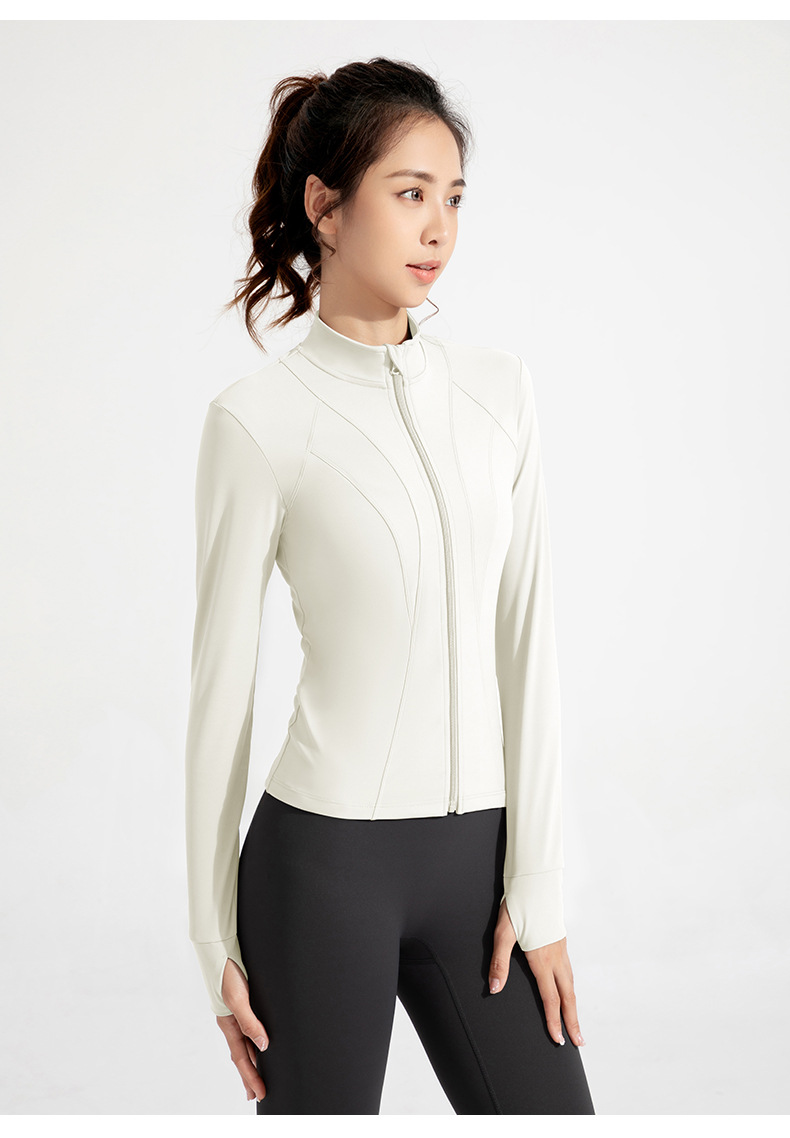 Cross-border new European and American yoga wear jackets, women's nude, slim high neck, zipper tops, sports running fitness clothes O1CN01nUSLo326MNa5P7pAr 2201111757647 0 Cib