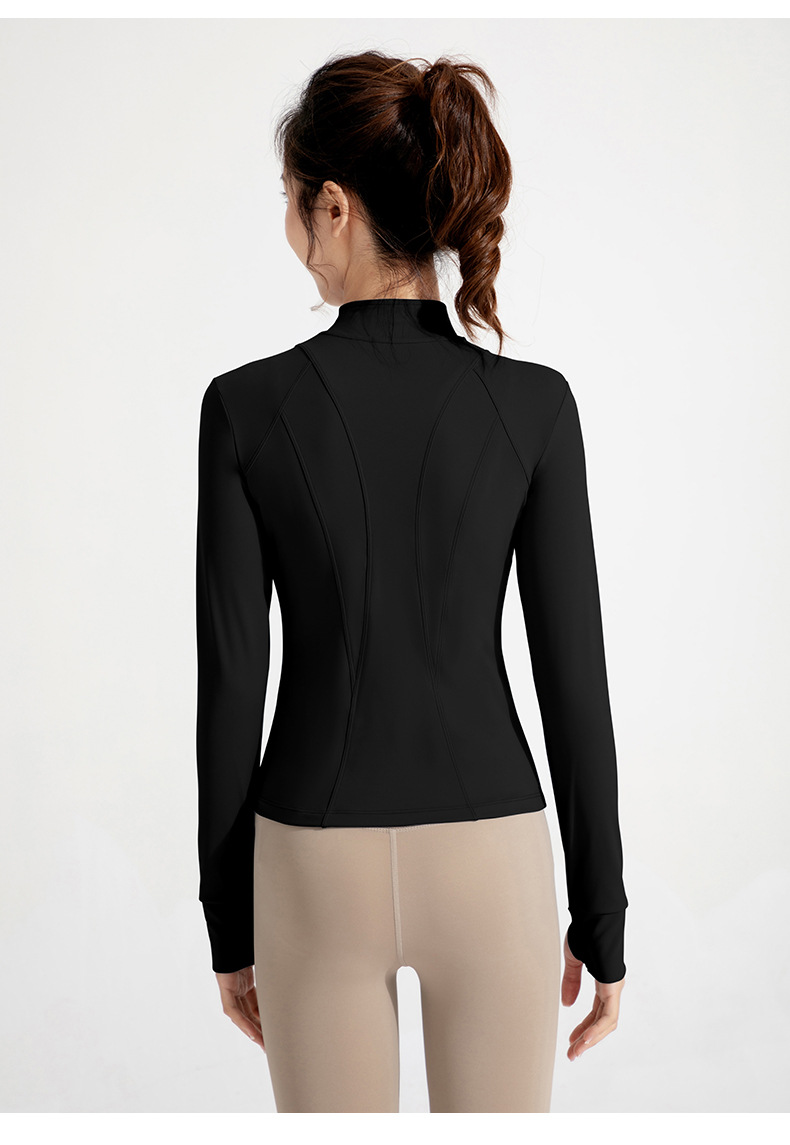 Cross-border new European and American yoga wear jackets, women's nude, slim high neck, zipper tops, sports running fitness clothes O1CN01oBxIM726MNaEtteTQ 2201111757647 0 Cib