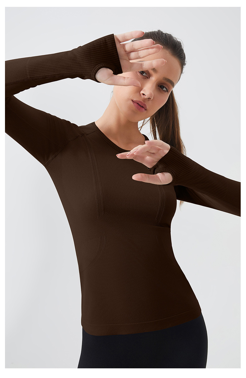 Waist cinch, quick-drying long sleeve women's top, breathable, crew neck, running sports fitness clothes, breathable and seamless slimming yoga clothes O1CN01pWfXF224PvY2AS4Rh 3324387384 0 Cib