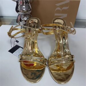 za2025 autumn new gold high end thin strap high heeled sandals with buckle sexy high heels women