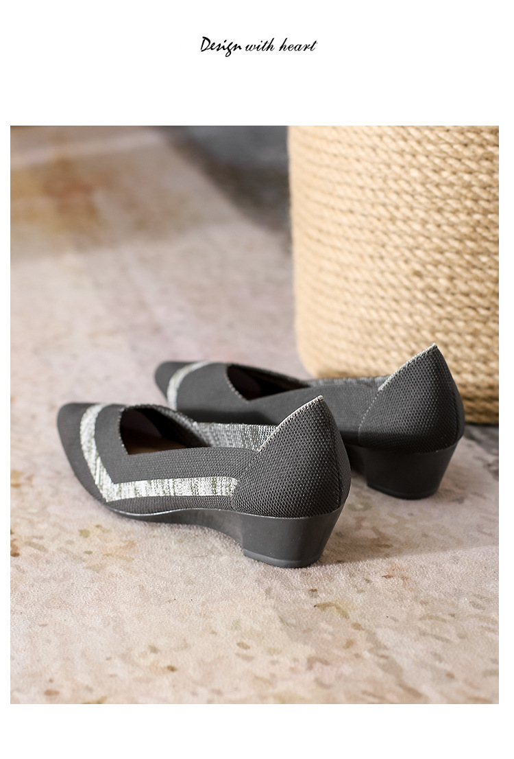 2023 foreign trade increase princess shoes knitted knitted wedge single shoes women's pointed toe shallow mouth breathable flying knitted women's shoes color matching O1CN01qW9ji61JrbNCMPY9r 2208618081082 0 Cib