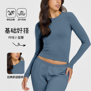 autumn and winter thin long sleeved yoga clothes, running fitness clothes, women's base shirts, outdoor sports tops, women's long sleeved t shirts