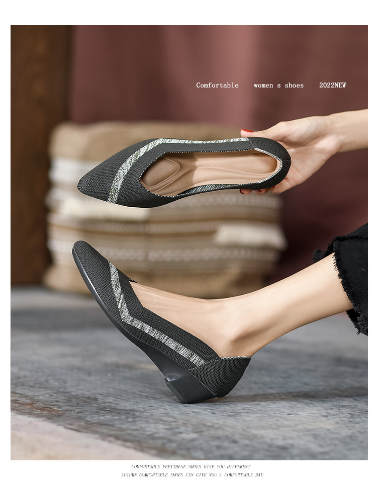 2023 foreign trade increase princess shoes knitted knitted wedge single shoes women's pointed toe shallow mouth breathable flying knitted women's shoes color matching O1CN01r57dpO1JrbNHJ1PgE 2208618081082 0 Cib