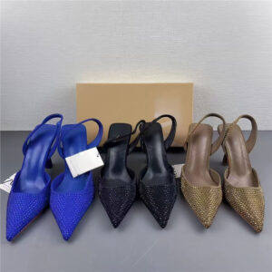 za2025 fall new women's shoes natural color glossy inlay high heels stiletto heel sandals transparent pointed mules