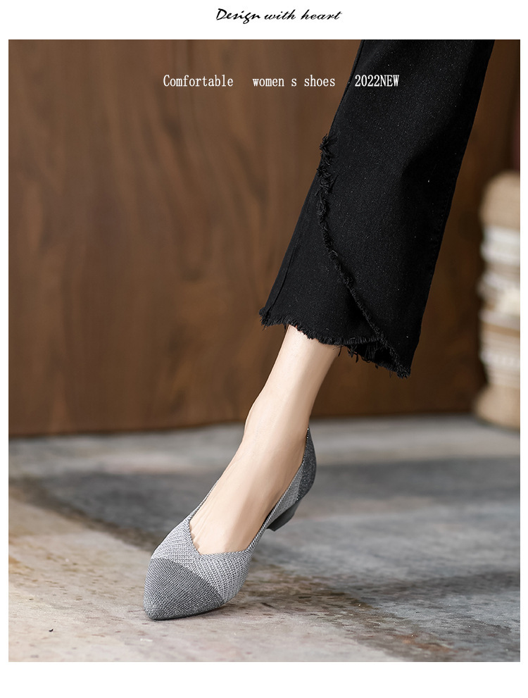 2023 foreign trade increase princess shoes knitted knitted wedge single shoes women's pointed toe shallow mouth breathable flying knitted women's shoes color matching O1CN01uDWUrg1JrbNDmQVlF 2208618081082 0 Cib