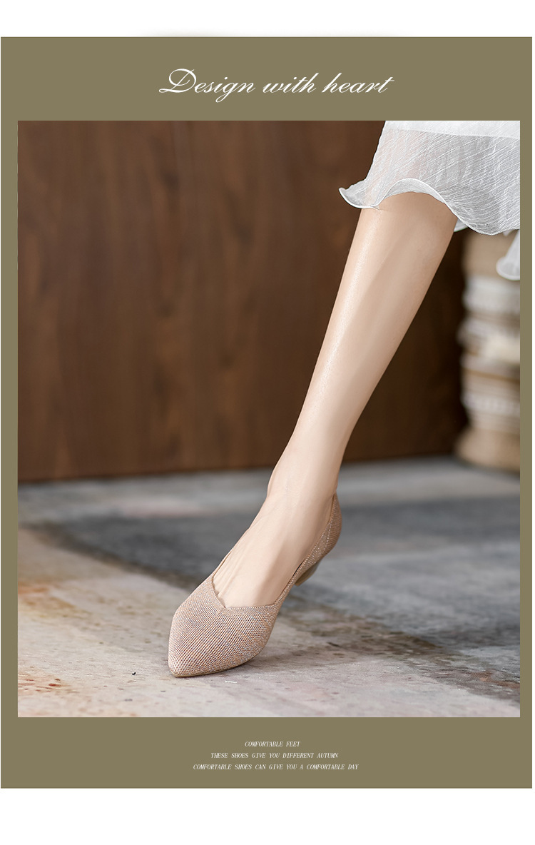2023 foreign trade increase princess shoes knitted knitted wedge single shoes women's pointed toe shallow mouth breathable flying knitted women's shoes color matching O1CN01uFSHIy1JrbN7sXRUM 2208618081082 0 Cib