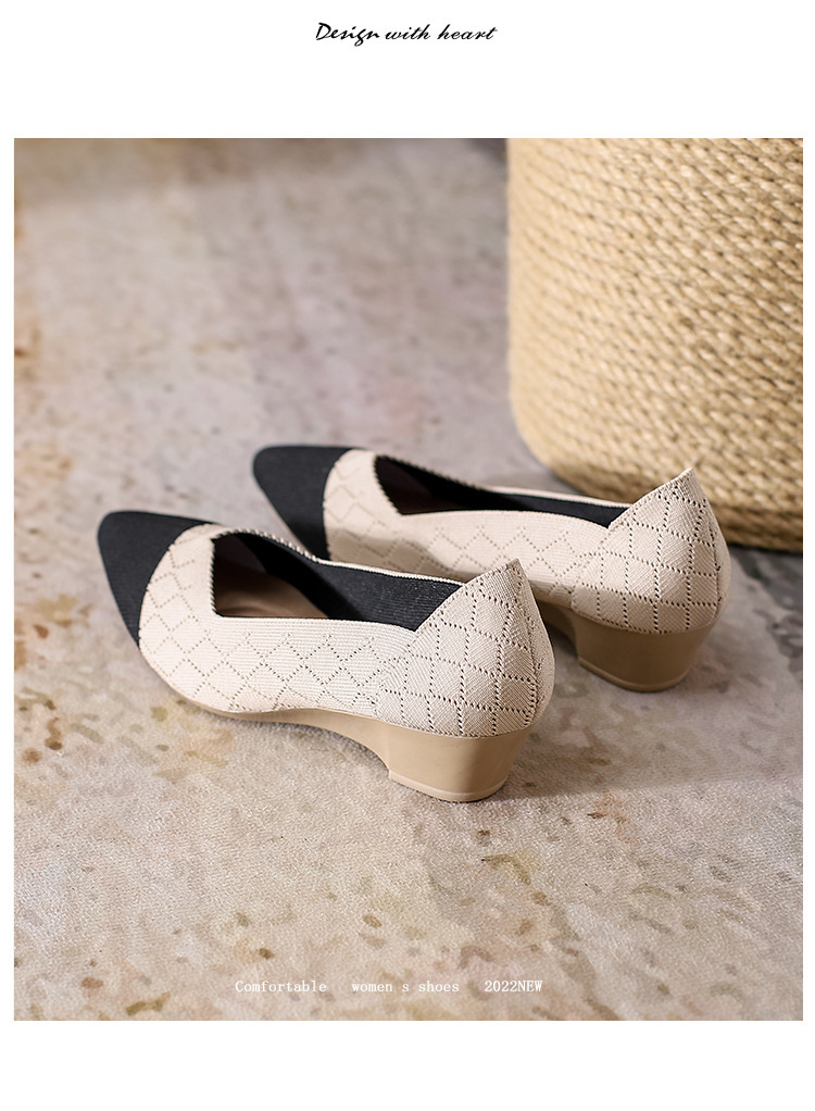 2023 foreign trade increase princess shoes knitted knitted wedge single shoes women's pointed toe shallow mouth breathable flying knitted women's shoes color matching O1CN01uZfR8x1JrbNHq0nY0 2208618081082 0 Cib