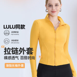 2026 spring/summer new lulu yoga wear jacket women's european and american zipper pocket sports top running fitness cardigan