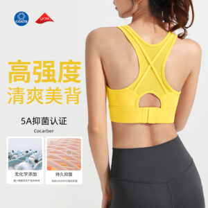 2025 new antibacterial sports bra women's shockproof all in one yoga vest running gym high intensity bra