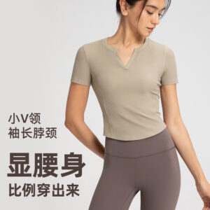 athena lulu summer new yoga wear women's breathable slimming v neck short sleeved sports fitness t shirt top