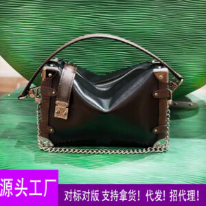 2025 new fashion versatile oil wax leather soft box chain box bag vintage soft leather handbag shoulder bag