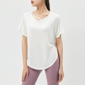 european and american spring and summer new sports tops women's loose short sleeved t shirts thin yoga clothes breathable running fitness blouses