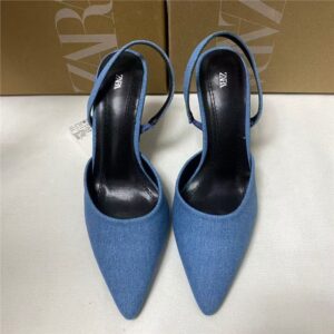 za family's new women's shoes for autumn 2025: blue denim slingback pointed heels with back straps and stiletto shoes