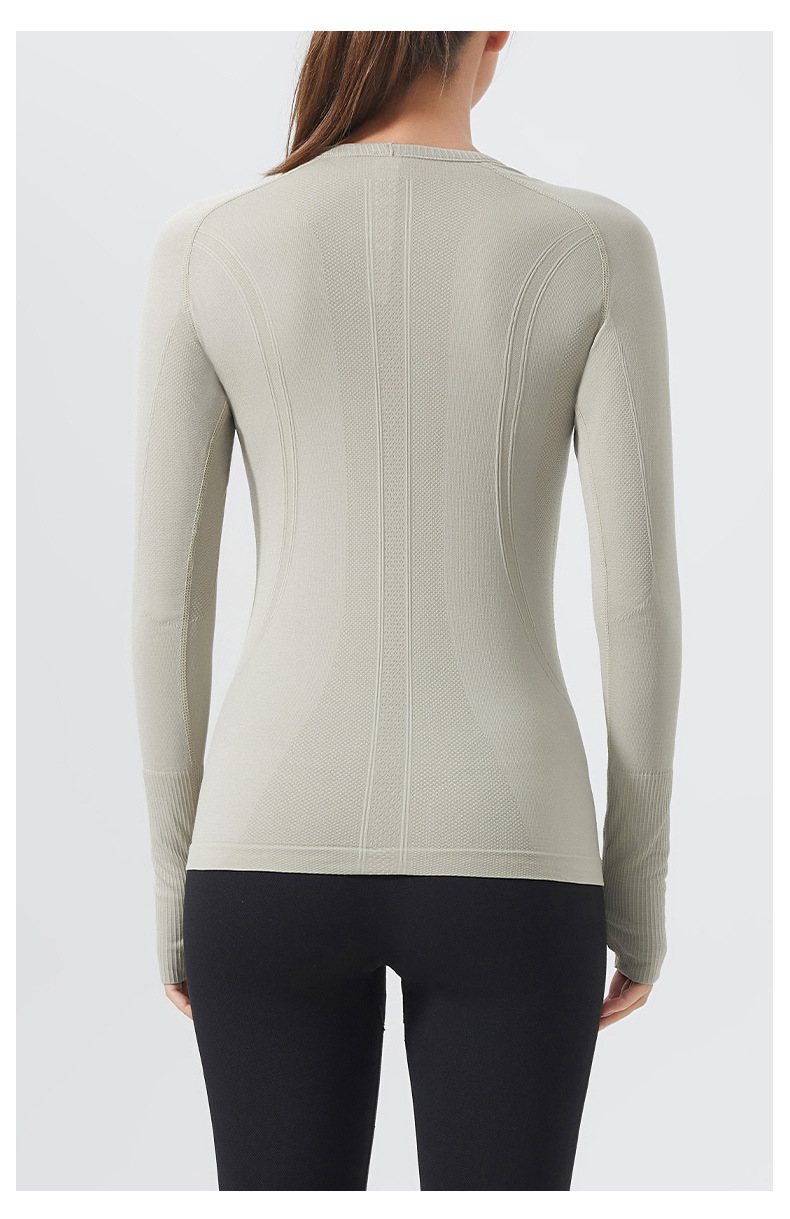 Waist cinch, quick-drying long sleeve women's top, breathable, crew neck, running sports fitness clothes, breathable and seamless slimming yoga clothes O1CN01zpffG624PvYCKvOKE 3324387384 0 Cib